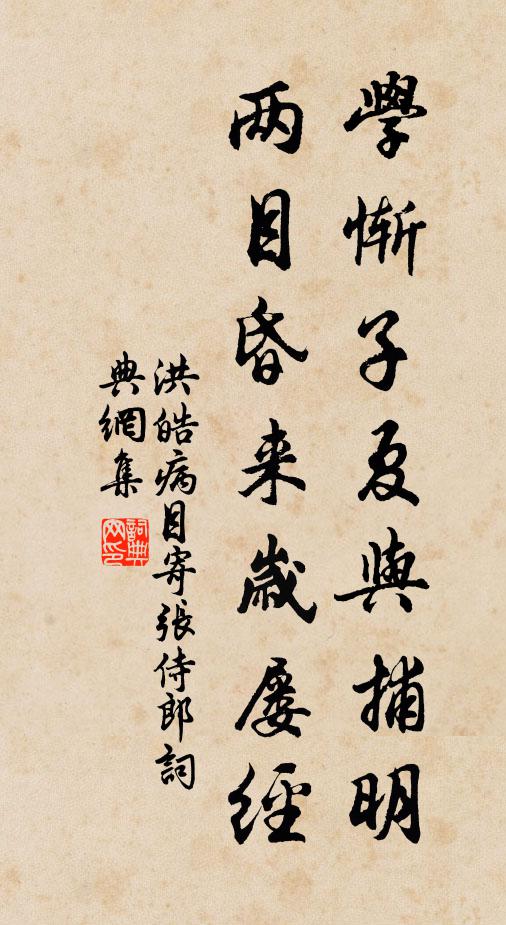 洪皓学惭子夏与捕明，两目昏来岁屡经书法作品欣赏