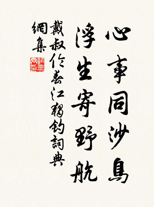 戴叔伦心事同沙鸟，浮生寄野航书法作品欣赏