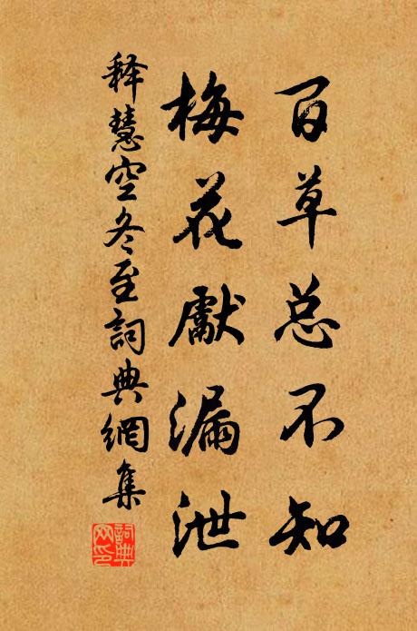 释慧空百草总不知，梅花先漏泄书法作品欣赏