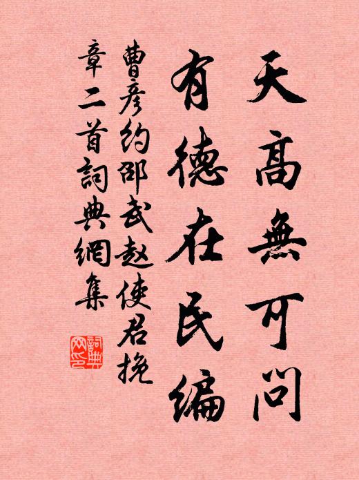 曹彦约天高无可问，有德在民编书法作品欣赏