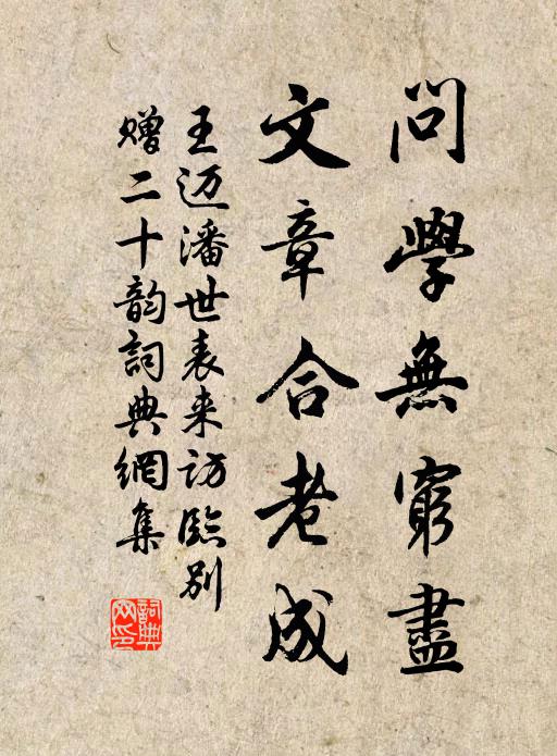 王迈问学无穷尽，文章合老成书法作品欣赏