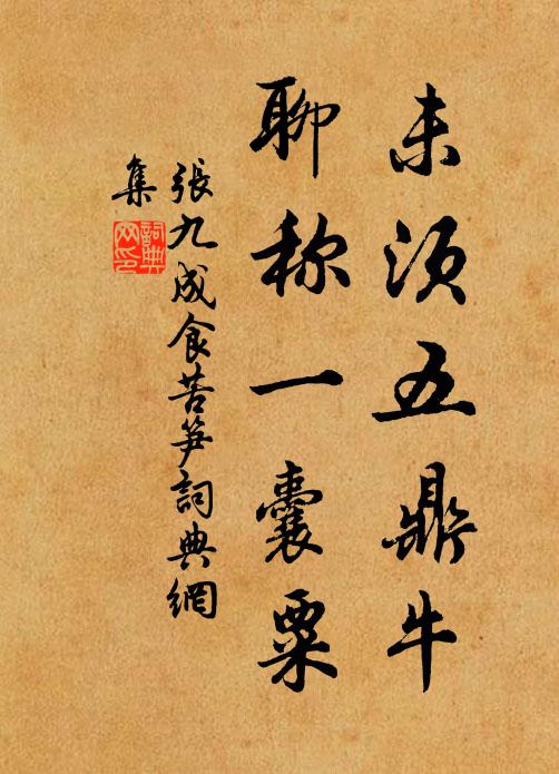张九成未须五鼎牛，聊称一囊粟书法作品欣赏