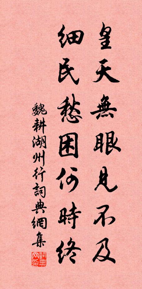 魏耕皇天无眼见不及，细民愁困何时终书法作品欣赏