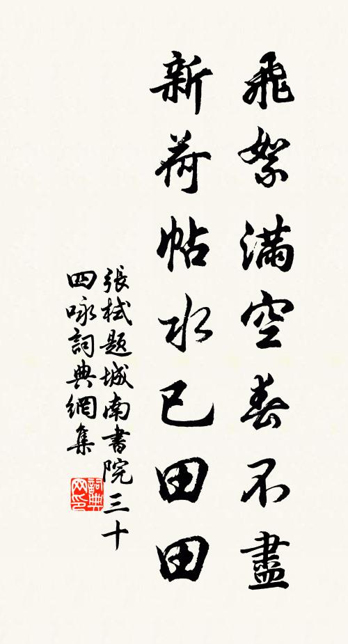 张栻飞絮满空春不尽，新荷帖水已田田书法作品欣赏