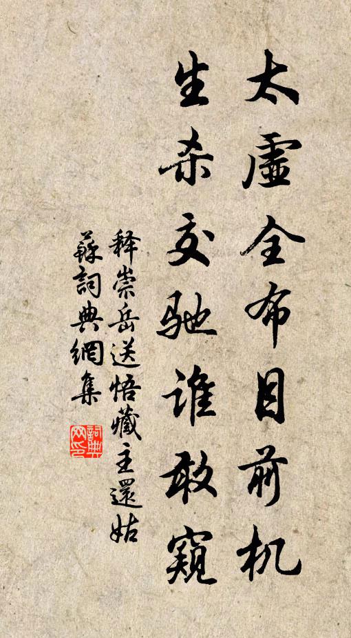 释崇岳太虚全布目前机，生杀交驰谁敢窥书法作品欣赏