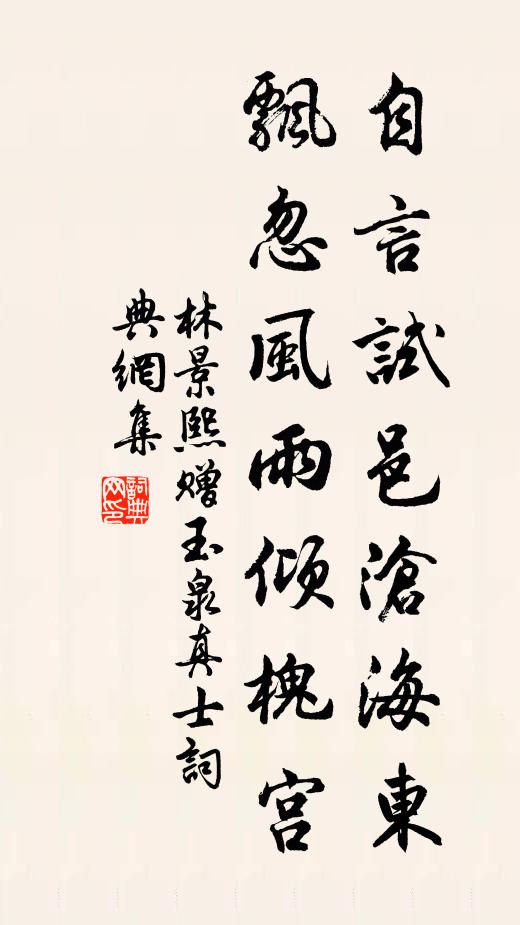 林景熙自言试邑沧海东，飘忽风雨倾槐宫书法作品欣赏