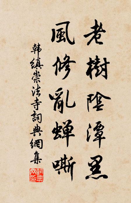 韩缜老树阴潭黑,风修乱蝉嘶书法作品欣赏