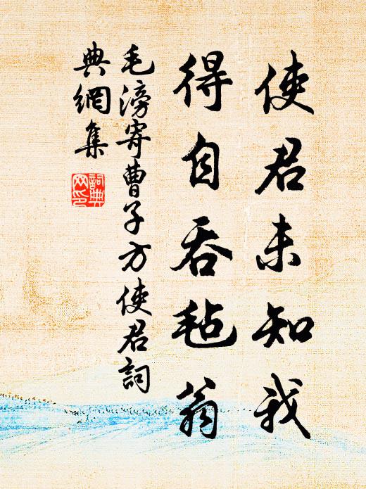 毛滂使君未知我，得自吞毡翁书法作品欣赏