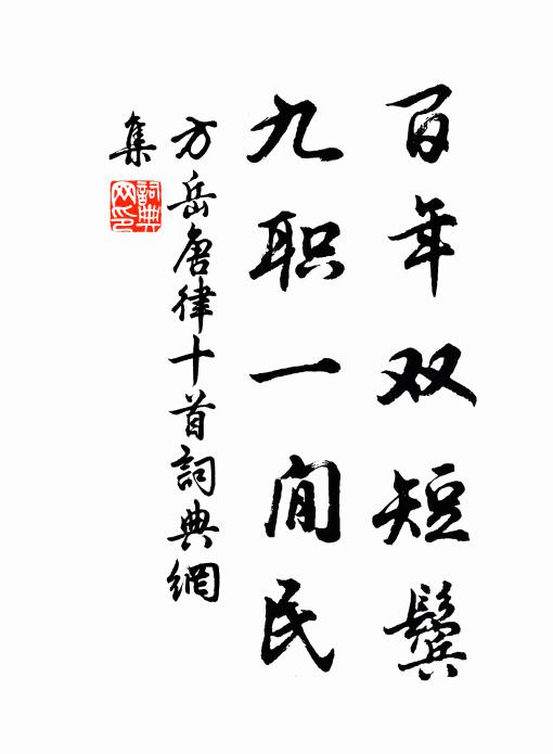 方岳百年双短鬓，九职一閒民书法作品欣赏