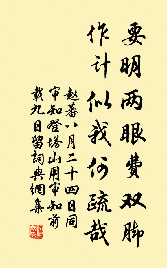 赵蕃要明两眼费双脚，作计似我何疏哉书法作品欣赏