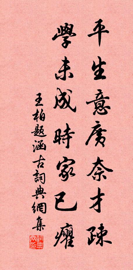 王柏平生意广奈才疎，学未成时家已癯书法作品欣赏