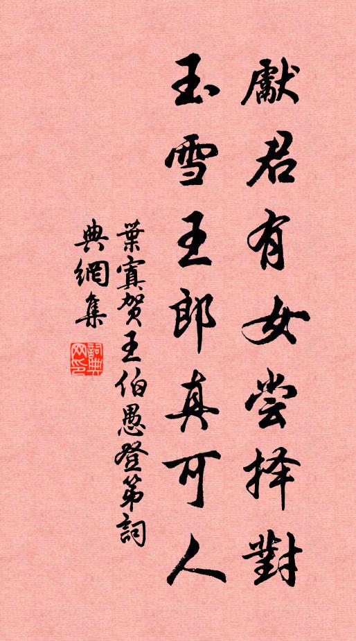 叶寘先君有女尝择对，玉雪王郎真可人书法作品欣赏