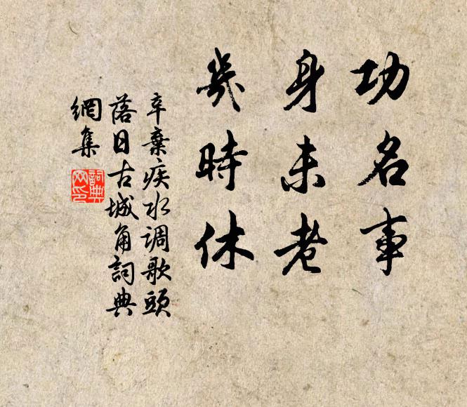 辛弃疾功名事，身未老，几时休书法作品欣赏