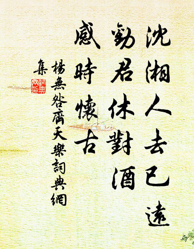 杨无咎沈湘人去已远，劝君休对酒，感时怀古书法作品欣赏