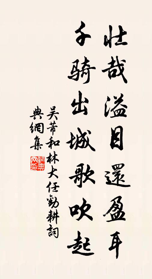 吴芾壮哉溢目还盈耳，千骑出城歌吹起书法作品欣赏