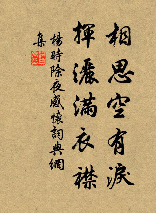 杨时相思空有泪，挥洒满衣襟书法作品欣赏