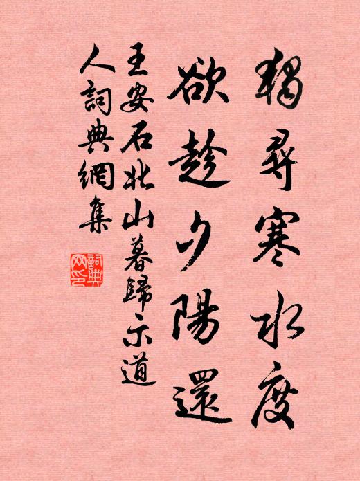 王安石独寻寒水度，欲趁夕阳还书法作品欣赏