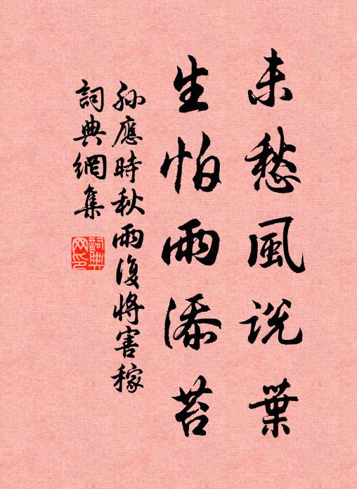 孙应时未愁风说叶，生怕雨添苔书法作品欣赏