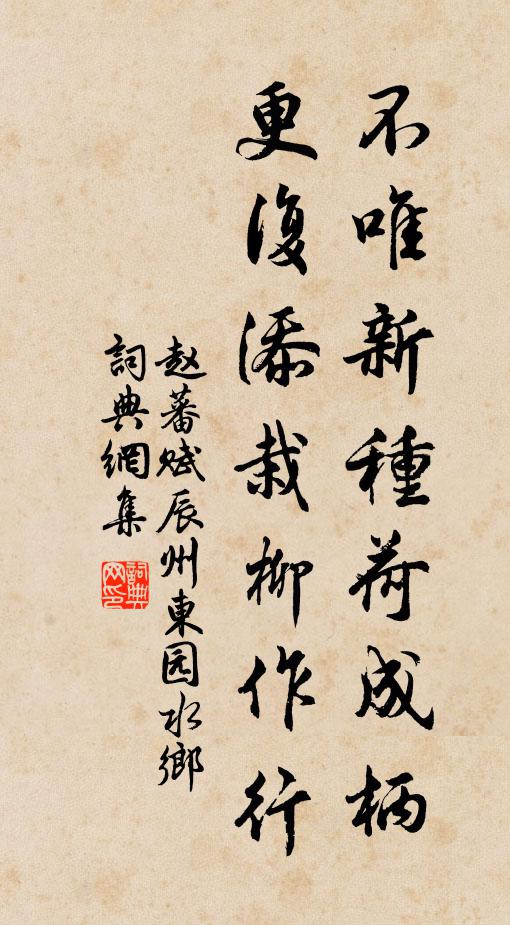 赵蕃不唯新种荷成柄，更复添栽柳作行书法作品欣赏