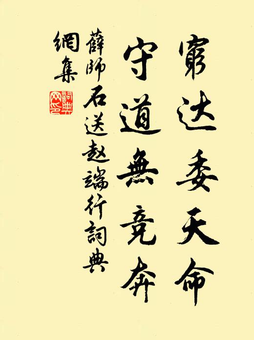 薛师石穷达委天命，守道无竞奔书法作品欣赏