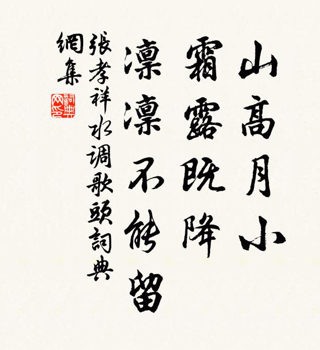 张孝祥山高月小，霜露既降，凛凛不能留书法作品欣赏