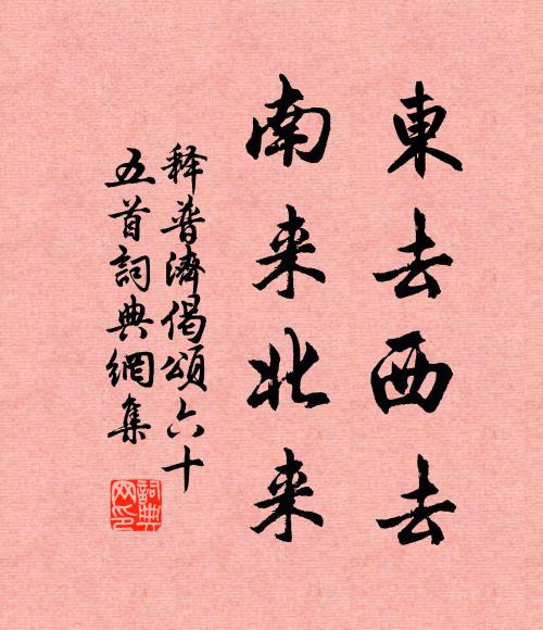释普济东去西去，南来北来书法作品欣赏
