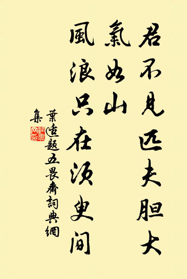 叶适君不见匹夫胆大气如山，风浪只在须臾间书法作品欣赏