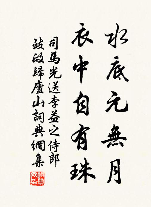 司马光水底元无月，衣中自有珠书法作品欣赏