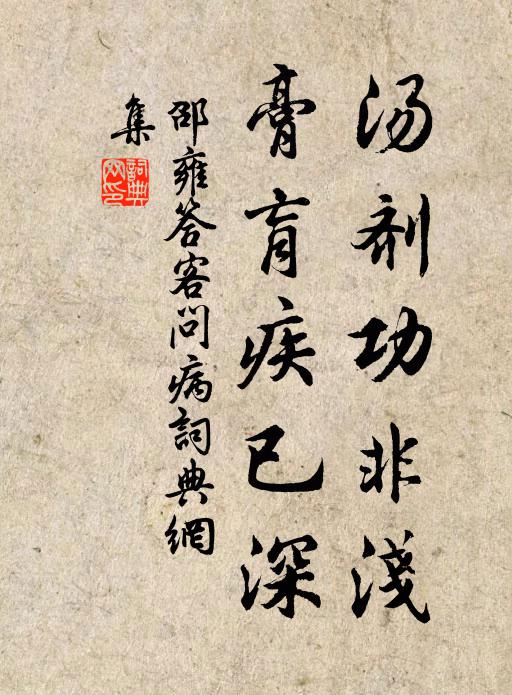 邵雍汤剂功非浅，膏肓疾已深书法作品欣赏