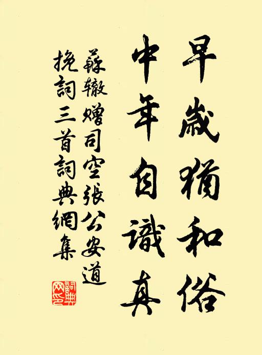 苏辙早岁犹和俗，中年自识真书法作品欣赏