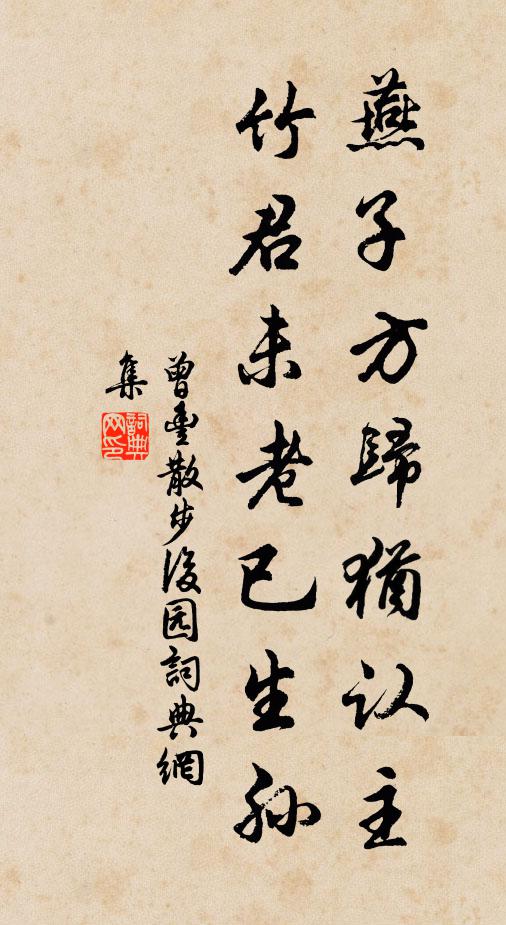 曾丰燕子方归犹认主，竹君未老已生孙书法作品欣赏