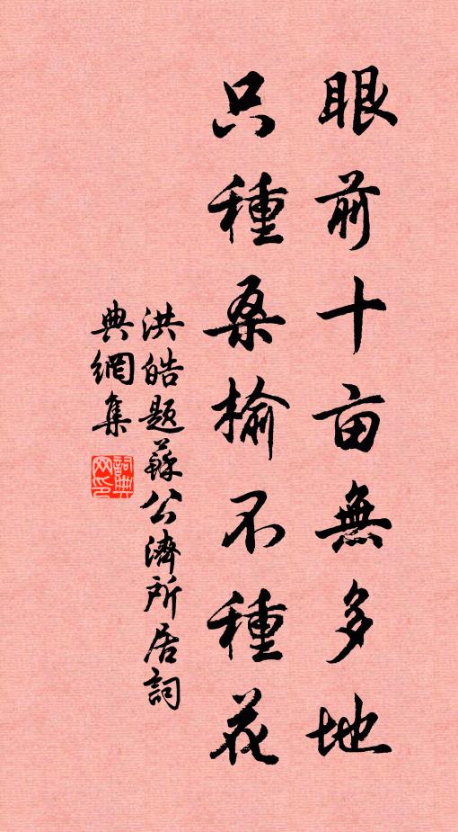 洪皓眼前十亩无多地，只种桑榆不种花书法作品欣赏