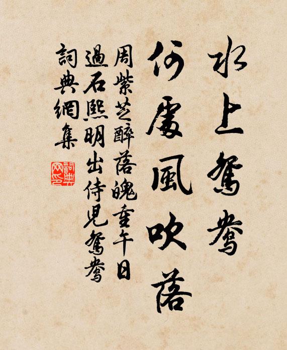 周紫芝水上鸳鸯，何处风吹落书法作品欣赏