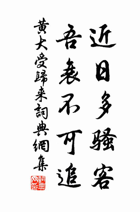 黄大受近日多骚客，吾衰不可追书法作品欣赏