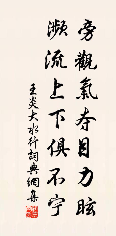 王炎旁观气夺目力眩，濒流上下俱不宁书法作品欣赏