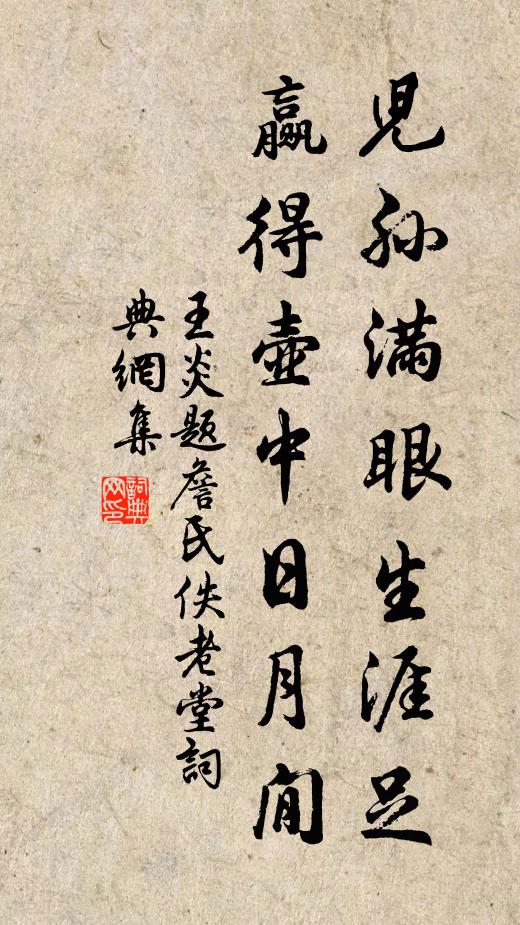 王炎儿孙满眼生涯足，赢得壶中日月閒书法作品欣赏