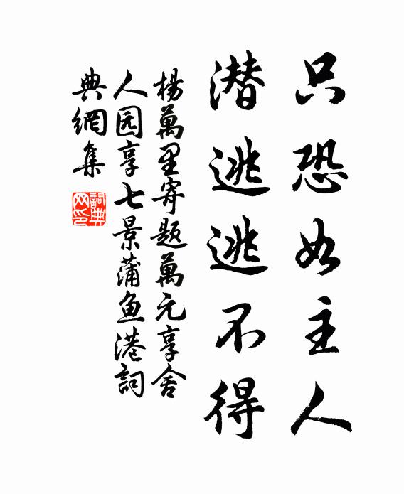 杨万里只恐如主人，潜逃逃不得书法作品欣赏