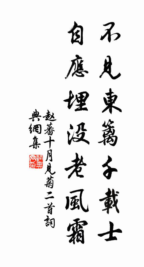 赵蕃不见东篱千载士，自应埋没老风霜书法作品欣赏