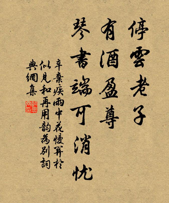 辛弃疾停云老子，有酒盈尊，琴书端可消忧书法作品欣赏