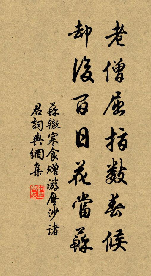 苏辙老僧屈指数春候，却后百日花当苏书法作品欣赏