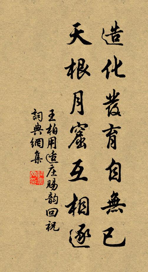 王柏造化发育自无已，天根月窟互相逐书法作品欣赏
