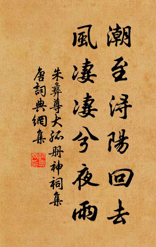 朱彝尊潮至浔阳回去，风凄凄兮夜雨书法作品欣赏