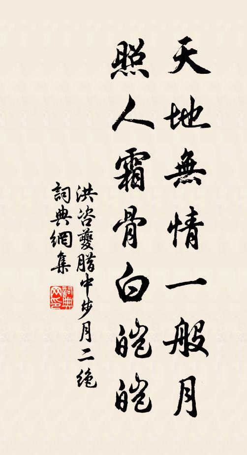 洪咨夔天地无情一般月，照人霜骨白皑皑书法作品欣赏