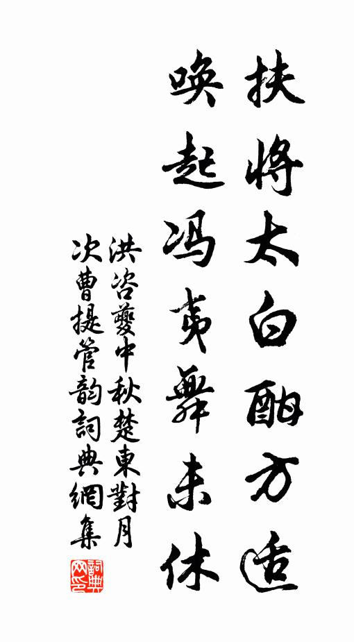 洪咨夔扶将太白酣方适，唤起冯夷舞未休书法作品欣赏