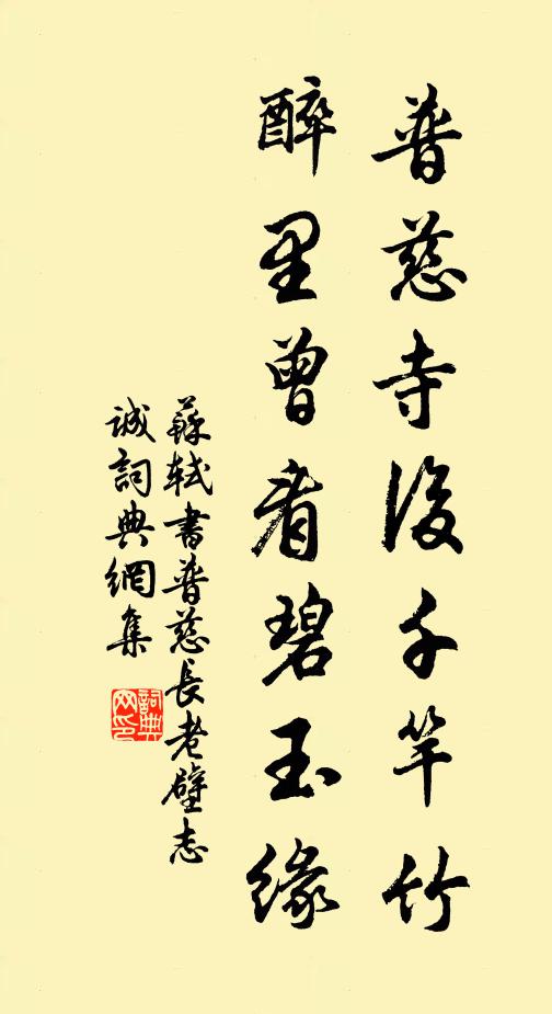 苏轼普慈寺后千竿竹，醉里曾看碧玉缘书法作品欣赏