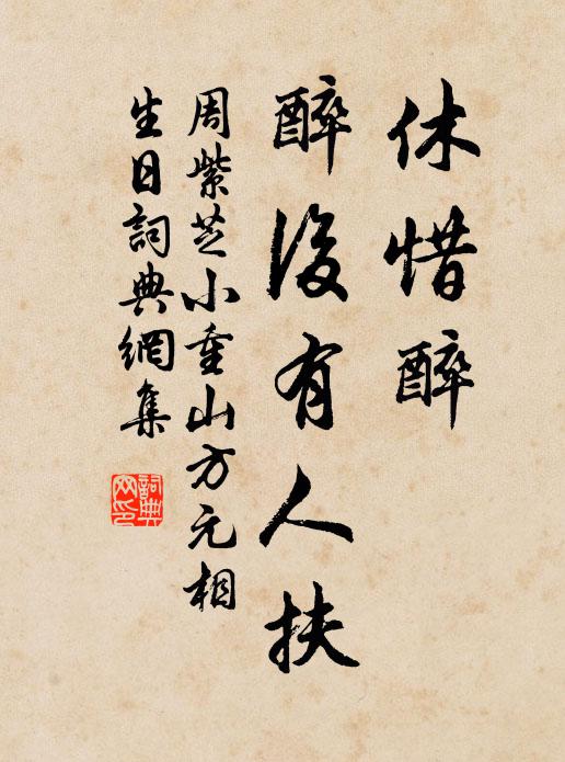周紫芝休惜醉，醉后有人扶书法作品欣赏