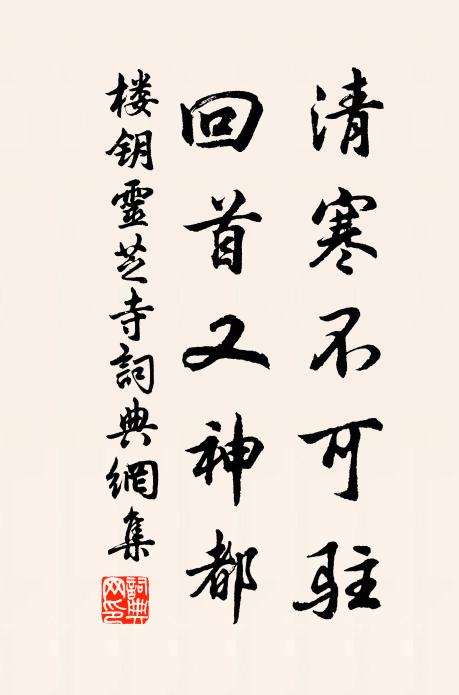楼钥清寒不可驻，回首又神都书法作品欣赏