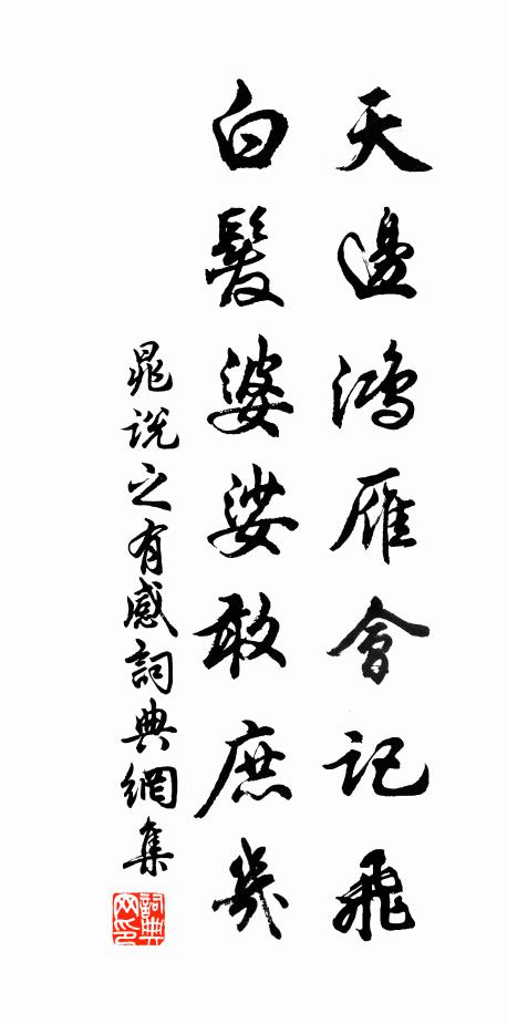 晁说之天边鸿雁会记飞，白发婆娑敢庶几书法作品欣赏