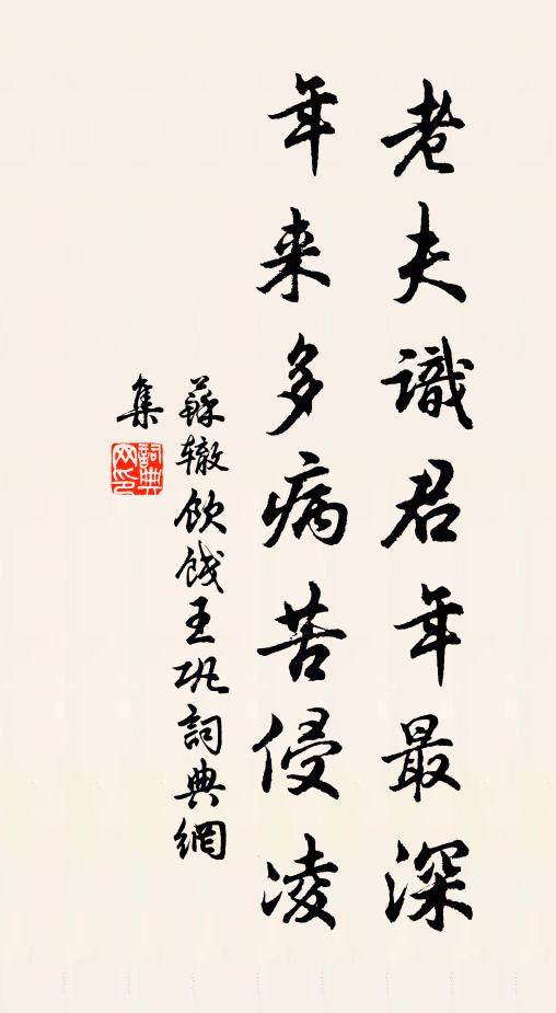 苏辙老夫识君年最深，年来多病苦侵凌书法作品欣赏
