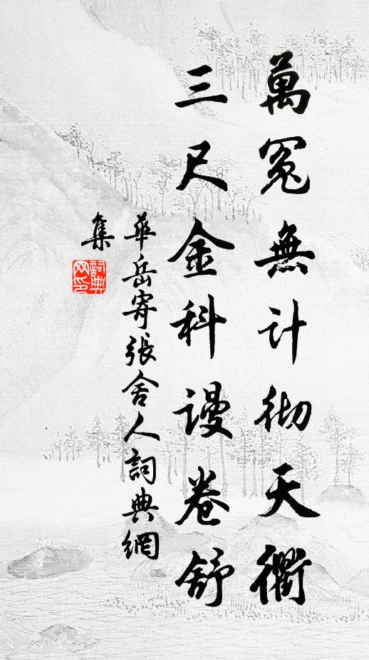 华岳万冤无计彻天衢，三尺金科谩卷舒书法作品欣赏